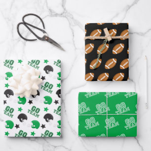 American Football Green and Black Patterns Wrapping Paper Sheet