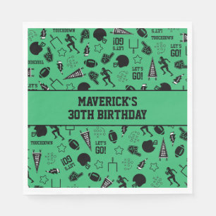 American Football Green Sports Birthday Napkin