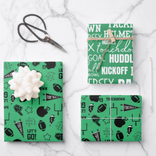 American Football Green Sports Birthday Wrapping Paper Sheet