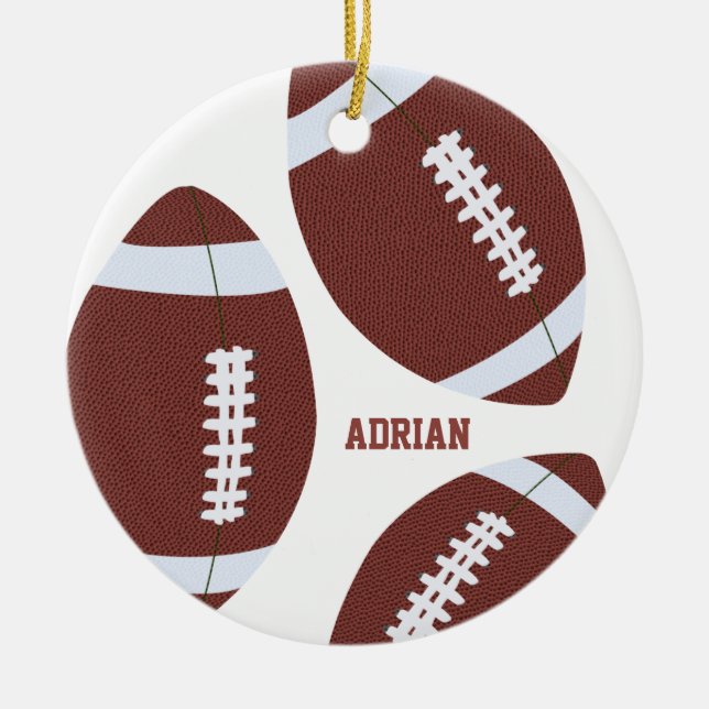 American Football Gridiron Ball Personalised  Ceramic Ornament (Front)