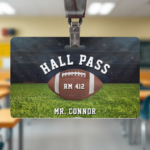 American Football Gym Teacher Student Hall Pass ID Badge