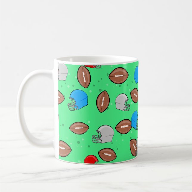American Football - Helmet & Ball Seamless Pattern Coffee Mug (Left)