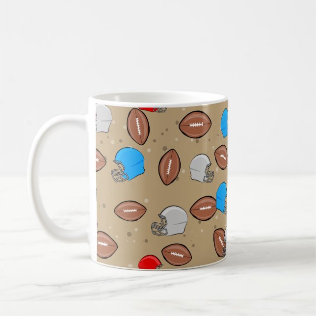 American Football - Helmet & Ball Seamless Pattern Coffee Mug (Left)