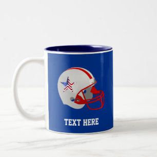 American Football Helmet on Blue Two-Tone Coffee Mug
