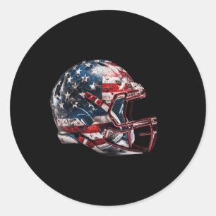 American Football Helmet Us Flag Classic Round Sticker