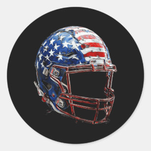 American Football Helmet Usa Flag Sport Classic Round Sticker