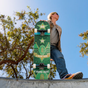 American Football Jersey Colours Green Gold Glitte Skateboard