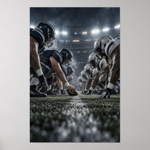 American Football Line of Scrimmage – Black and Wh Poster