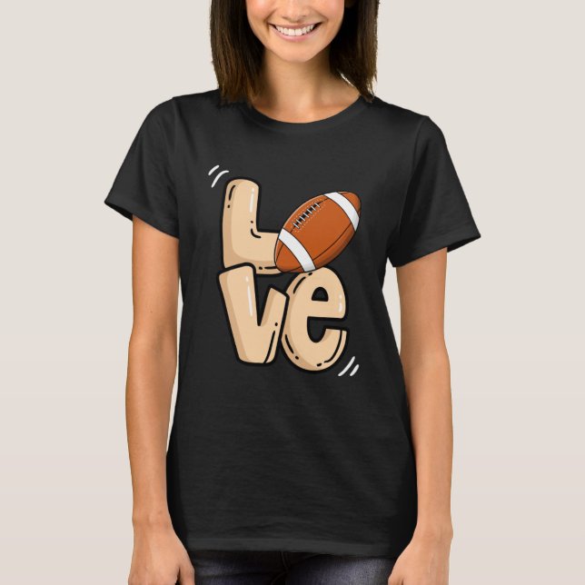 American Football Love Valentine's Rugby Sports Pl T-Shirt (Front)