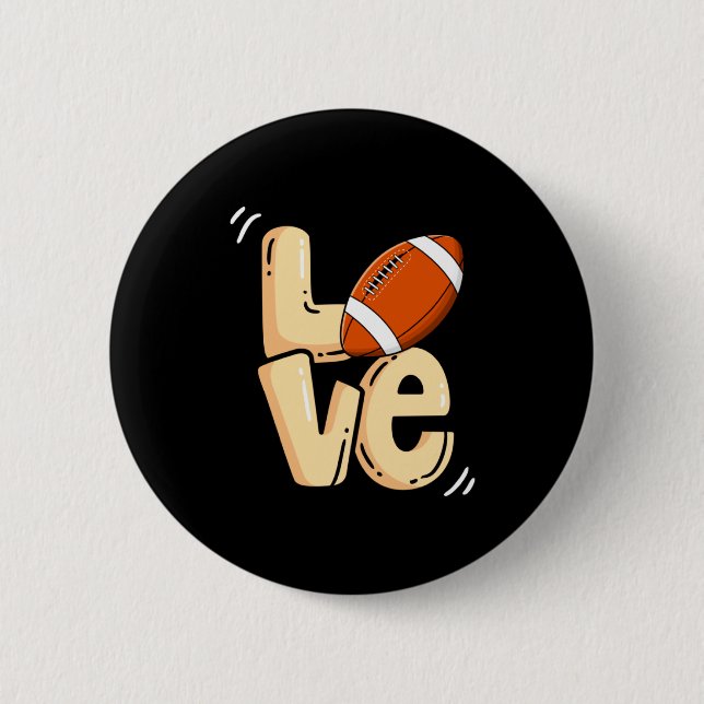 American Football Love Valentines Rugby Srts Pl _1 6 Cm Round Badge (Front)