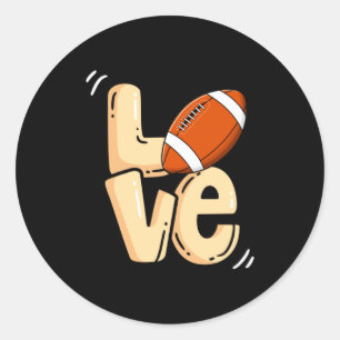 American Football Love Valentines Rugby Srts Pl Classic Round Sticker