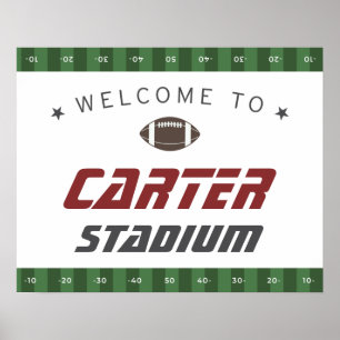 American Football Navy Red Birthday Welcome Sign