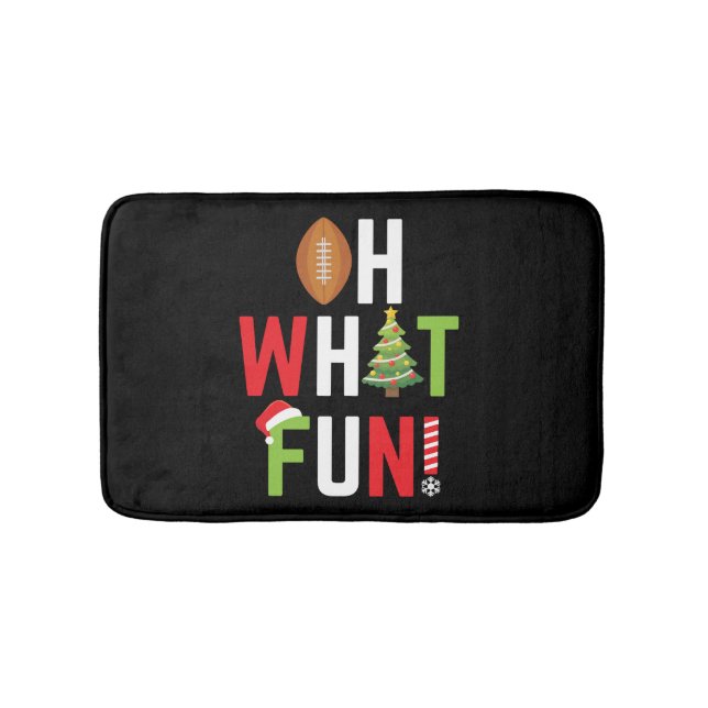 American Football Oh What Fun Holiday Christmas Bath Mat (Front)