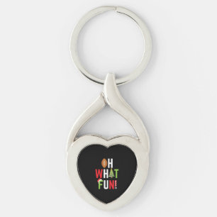 American Football Oh What Fun Holiday Christmas Key Ring
