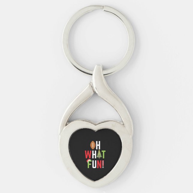 American Football Oh What Fun Holiday Christmas Key Ring (Front)