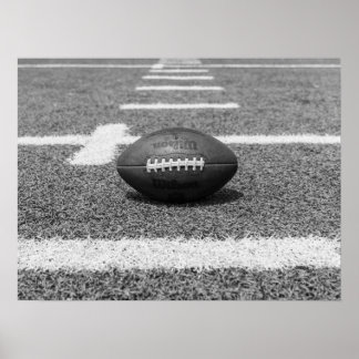 American Football on Field Black and White Sports Poster