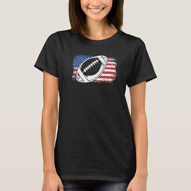 American Football On U.S. Flag Premium T-Shirt (Front)