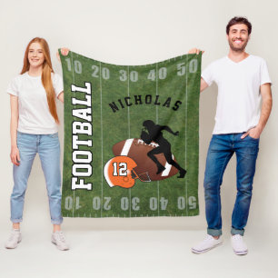 American Football  🏈 - Orange Helmet Fleece Blanket