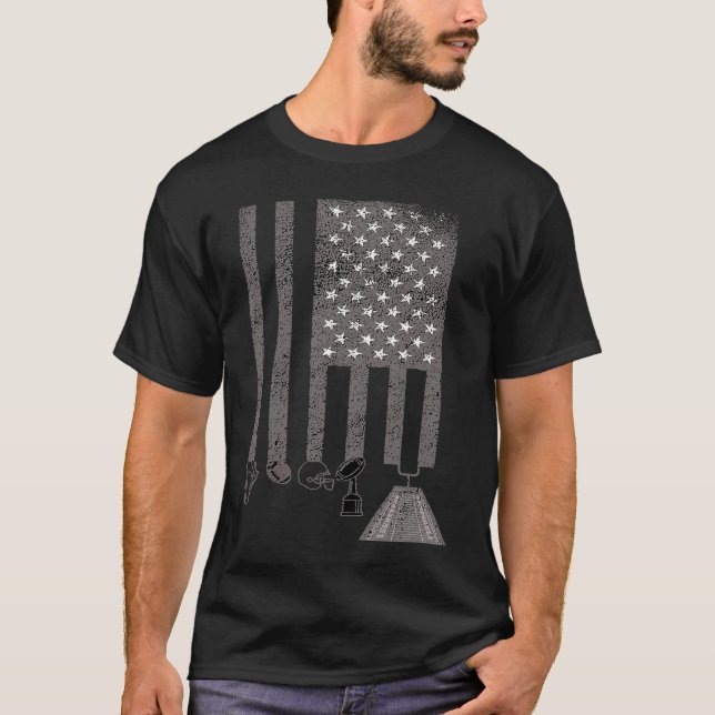 American Football Patriotic USA US Flag Men Women  T-Shirt (Front)