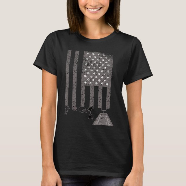 American Football Patriotic USA US Flag Men Women  T-Shirt (Front)