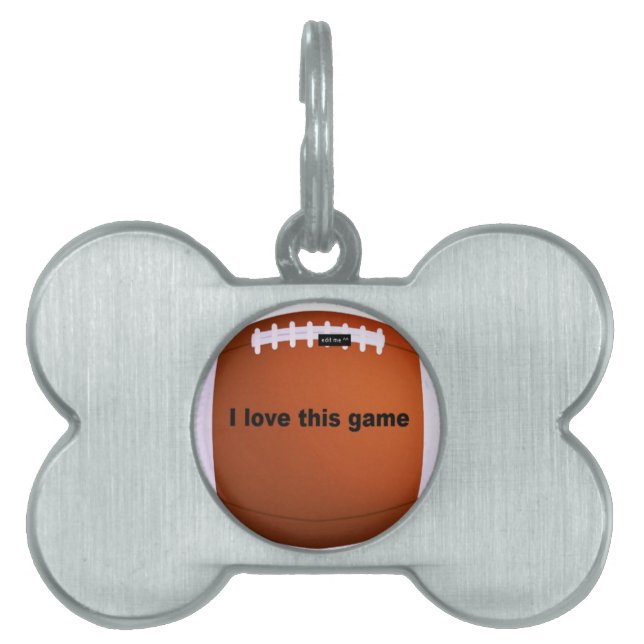 American football pet name tag (Front)