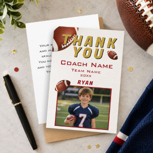 American Football Photo Player Team Coach Thank You Card