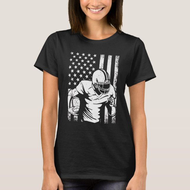 American Football Player 4th July Usa Flag Patriot T-Shirt (Front)