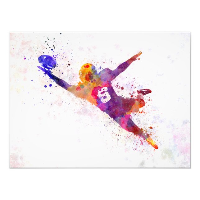 american football player catching ball photo print (Front)