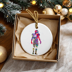 American Football Player Ceramic Ornament