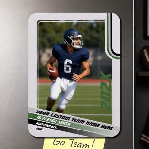 American Football Player Custom Gift Green Photo Magnet