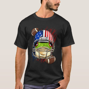 American Football Player Frog Amphibian Patriotic  T-Shirt