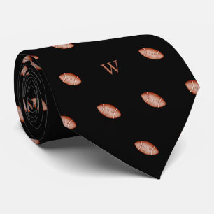 American Football Player Monogram Initial Black Tie