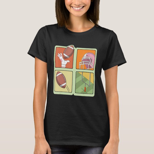 American Football Player Tackle Retro Sport T-Shirt (Front)