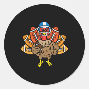 American Football Player Turkey Thanksgiving Day S Classic Round Sticker