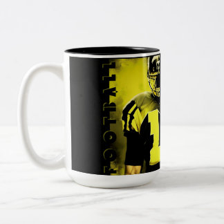 American football player With yellow and black Ca Two-Tone Coffee Mug