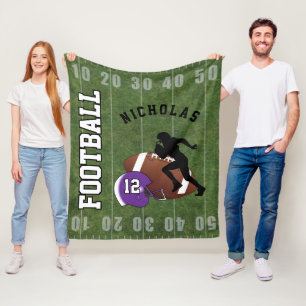 American Football - Purple Helmet Fleece Blanket