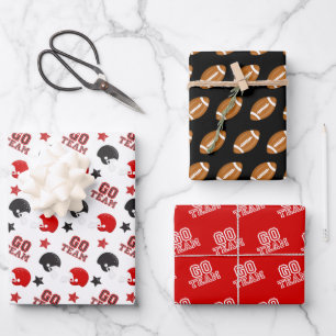 American Football Red and Black Patterns Wrapping Paper Sheet
