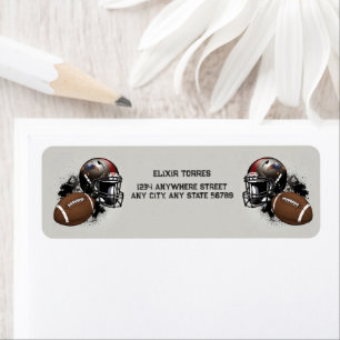 American Football Red & Black Baby Shower Return Address Label
