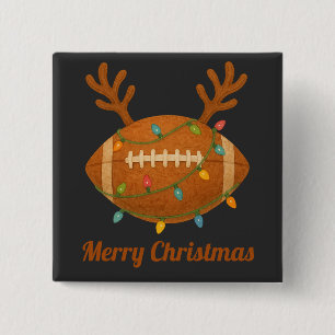 American Football Reindeer Christmas Lights Funny 15 Cm Square Badge