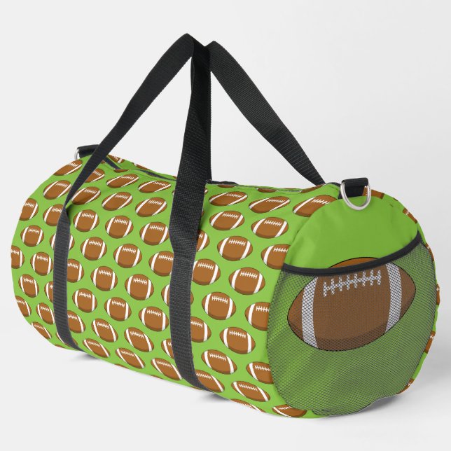 American Football Rugby Ball Pattern Duffle Bag (Right Corner)