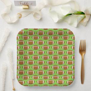 American Football Rugby Ball Pattern Paper Plate