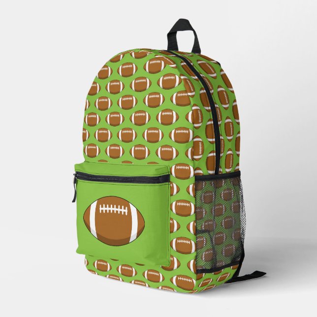 American Football Rugby Ball Pattern Printed Backpack (Back Corner Right)