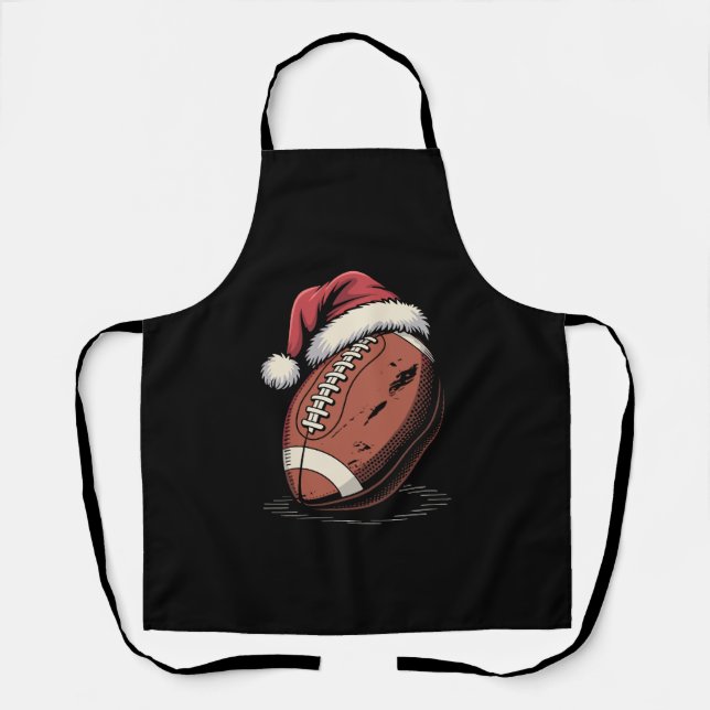 American Football Santa Hat Sports Christmas Xmas  Apron (Front)