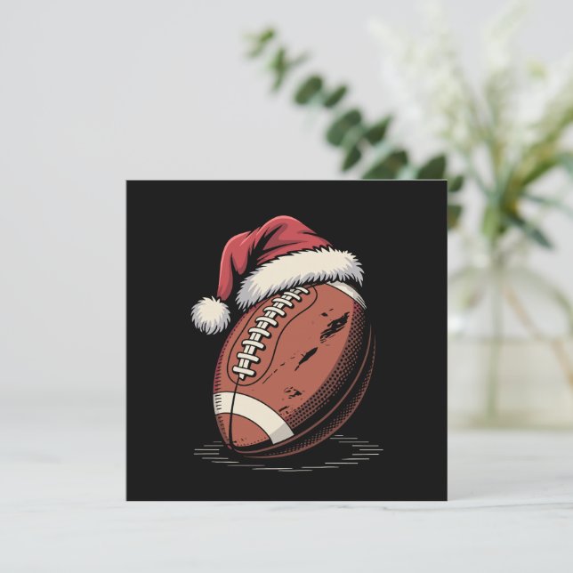 American Football Santa Hat Sports Christmas Xmas  Invitation (Standing Front)