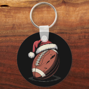American Football Santa Hat Sports Christmas Xmas  Key Ring