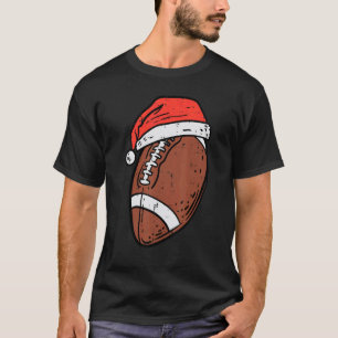 American Football Santa Hat Sports Christmas Xmas T-Shirt