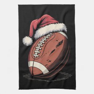 American Football Santa Hat Sports Christmas Xmas Tea Towel