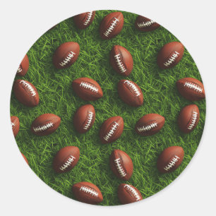 American Football Seamless Sports Pattern Classic Round Sticker