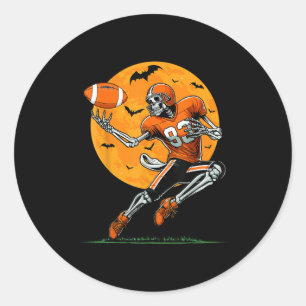 American Football Skeleton Boys Halloween Football Classic Round Sticker