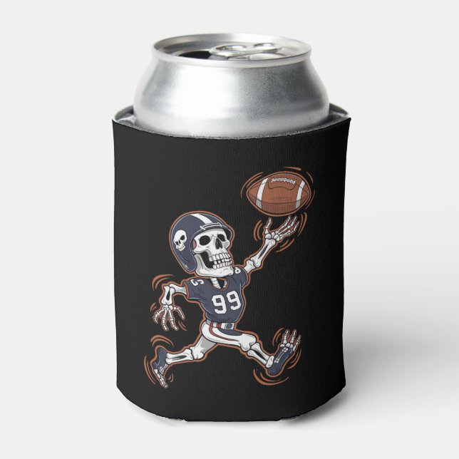 American Football Skeleton Halloween Football  Can Cooler (Can Front)
